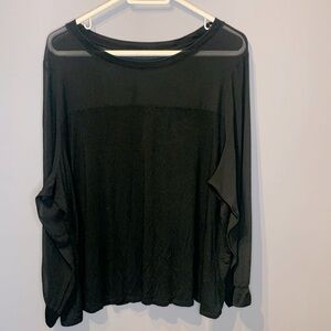 Black Stretchy Top with Sheer Shoulders and Sleeves